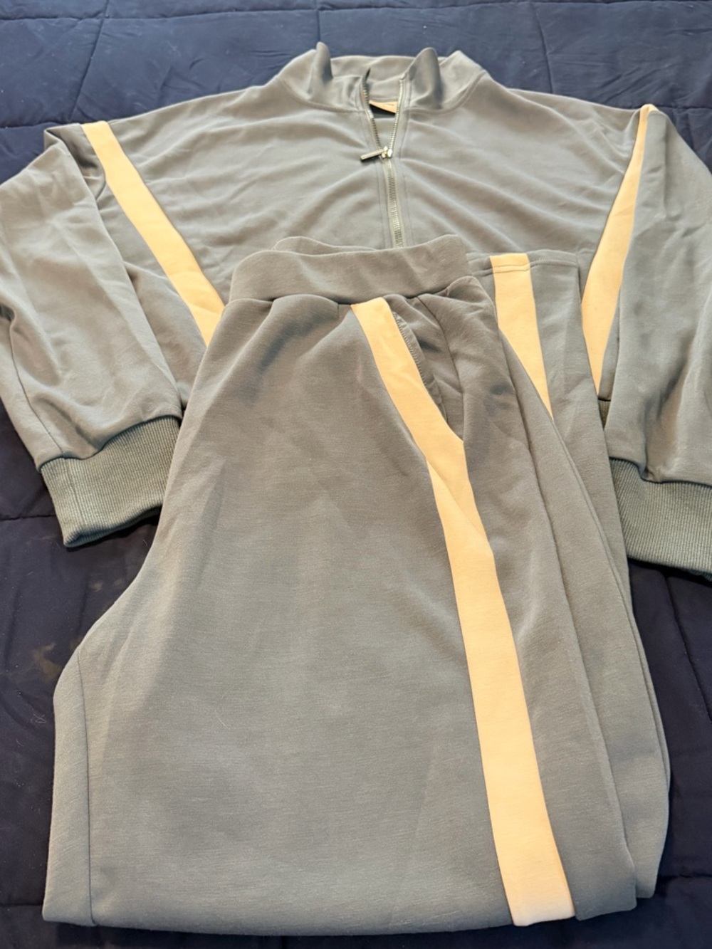 Light Blue Two-Piece Track Set with White Stripe